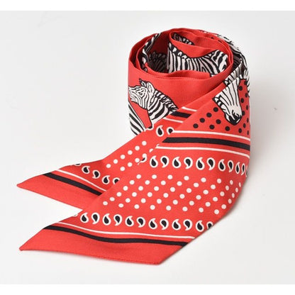 Hermes Twilly Scarf Gibra Motif Red Multi