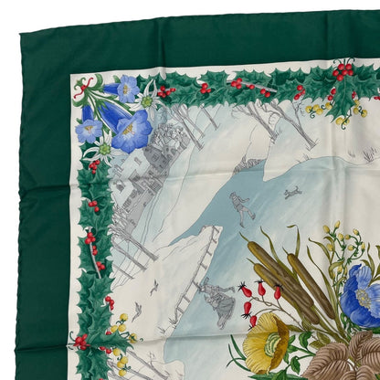 Gucci Scarf Silk Bouquet Ice Skate Holly Green — view 2