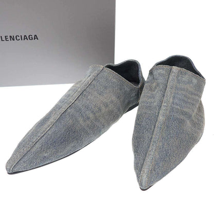 Balenciaga Denim Flat Mule Shoes Indigo 39