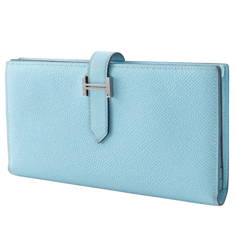 Hermes Bearn Souffle Vaux Epson Light Blue A Ladies Long Wallet
