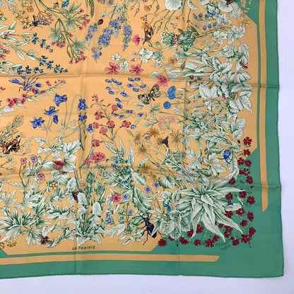 Hermes Carre 90 Silk Scarf LA Prairie Meadow Green