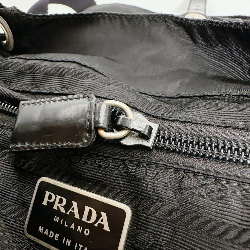 Prada Triangle Logo Backpack Daypack Prada Black