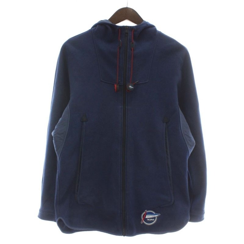 Louis Vuitton Trophy Hoodie Long Sleeves Zip Up Logo XS Navy Blue XZ GY18