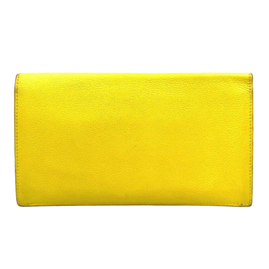 Hermes Citizen Twill Long Combine Silk Color Yellow Green Wallet Silver