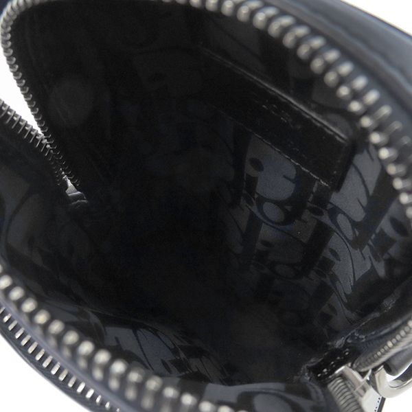 Christian Dior 2way Bag Micro Pouch Canvas Leather Navy Silver Hardware Navy