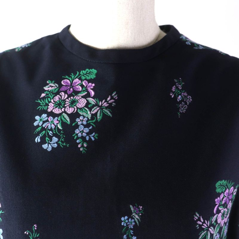 Gucci '18 523247 Lavender Embroidered Sleeveless Dress Dark Navy 40 Made In