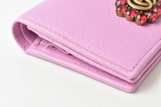 Gucci Mini Wallet Coin Case Gucci Folded Wallet 499783 GG Marmont Rhinestone
