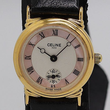 Celine Quartz White Pink Shell Dial Smoseco Watch Tam