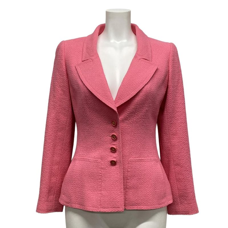 Chanel Jacket Size 36 S Ladies - P07349 Pink Long Sleeves / Coco Mark Buttons /