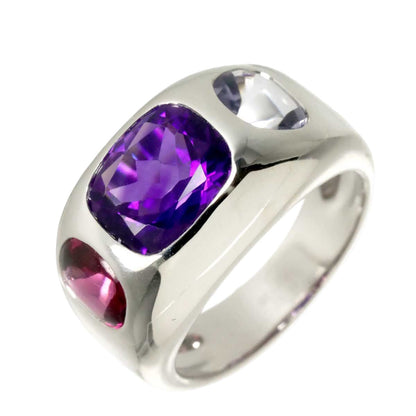 Chanel 52 Baroque Ring Amethyst Iolite Garnet 18k WG White Gold 750 Multi Stone