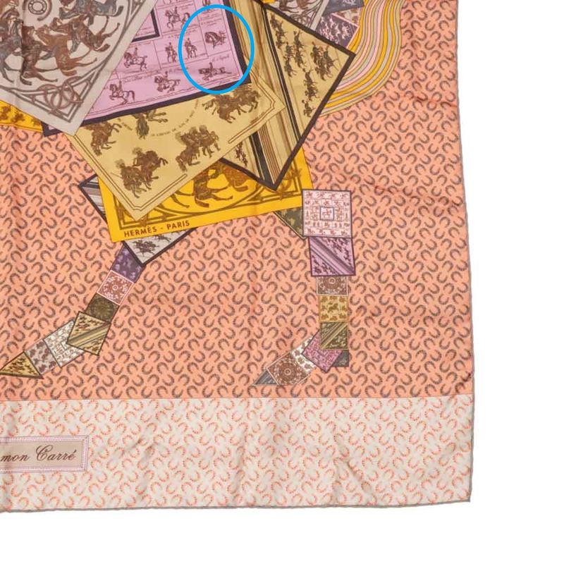 Hermes Carre 90 Scarf Cheval Sur Mon Carre 100% Silk Pink Accessory