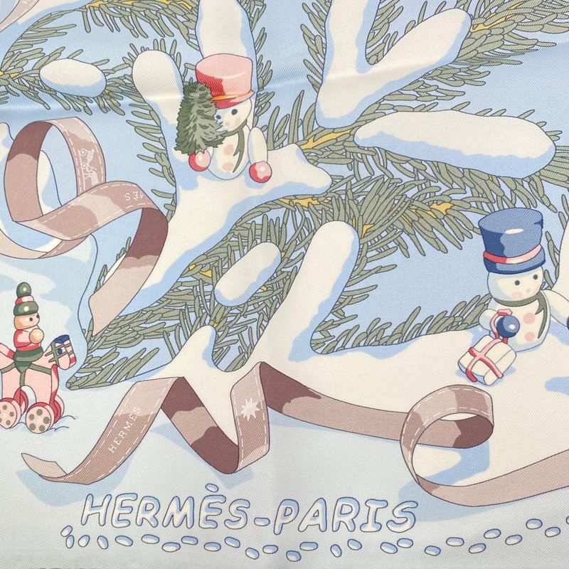 Hermes Carre 90 Noel Au 24 Faubourg Christmas At 24 Faubourg Silk Scarf