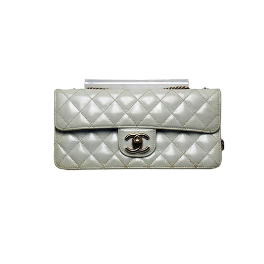Chanel 12 Quilted GD Enamel Leather Shoulder Bag