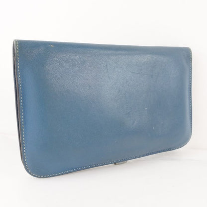 Hermes Dogon Calf Blue □R Unisex Long Wallet