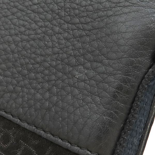 Christian Dior Shoulder Bag Trotter Leather Jacquard Black and Navy Silver