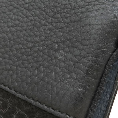 Christian Dior Shoulder Bag Trotter Leather Jacquard Black and Navy Silver