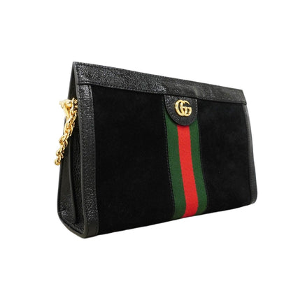 Gucci Shoulder Bag Ophidia Suede Black Gold — view 2