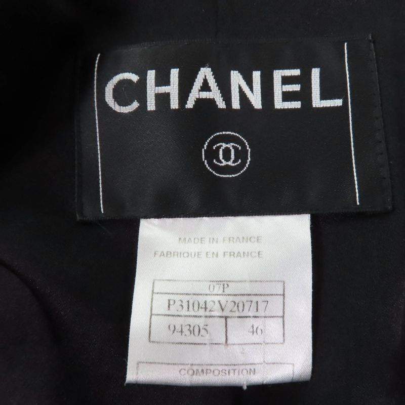 CHANEL Vintage 07P P31042v20717 Coco Mark Button Jacket With 4 Pockets Black