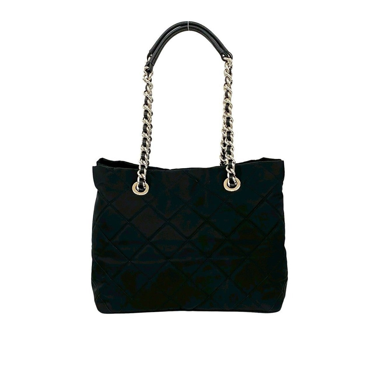 Prada Triangle Logo Quilted Nylon Saffiano Leather 2-Way Chain Tote — view 3
