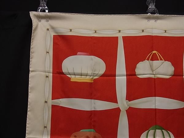 AttireBvlgari 100% Silk Turban Hat Pattern Large Scarf Shawl Beige And Red