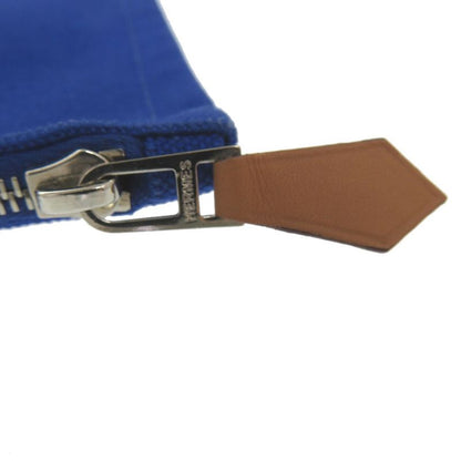 Hermes Flat Pouch MM Canvas Blue Pouch 0275 Hermes
