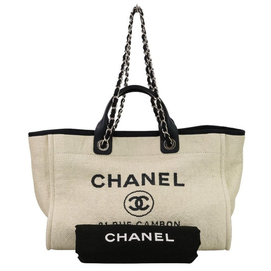 Chanel Deauville GM Chain Tote Navy White