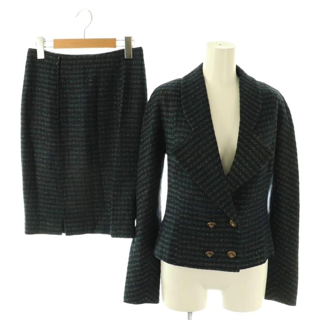 Fendi Suit Set Jacket Tight Skirt Lame 38 Black Multicolor ES