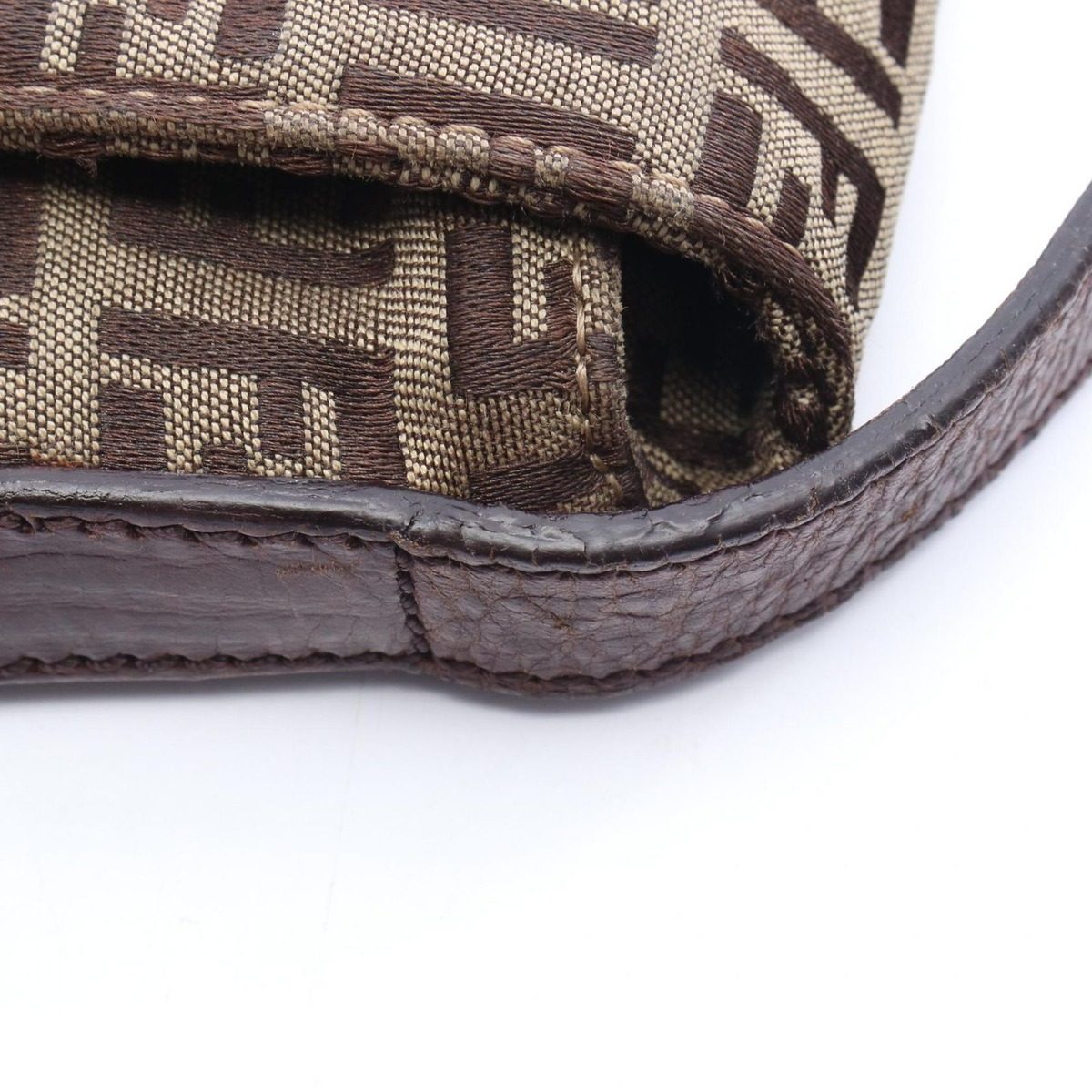 Fendi Shoulder Bag Zucchino Brown Dark Canvas Leather — view 10
