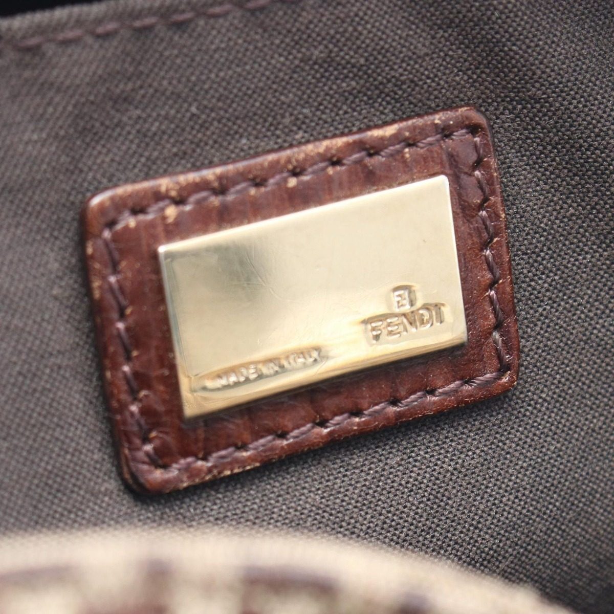 Fendi Shoulder Bag Zucchino Brown Dark Canvas Leather — view 4