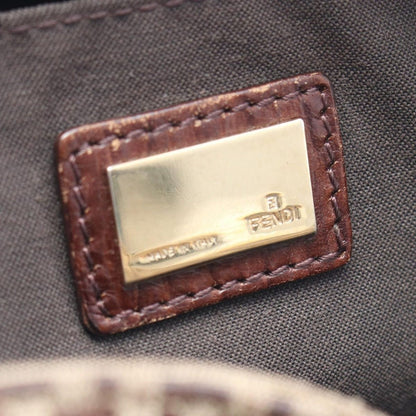 Fendi Shoulder Bag Zucchino Brown Dark Canvas Leather — view 4