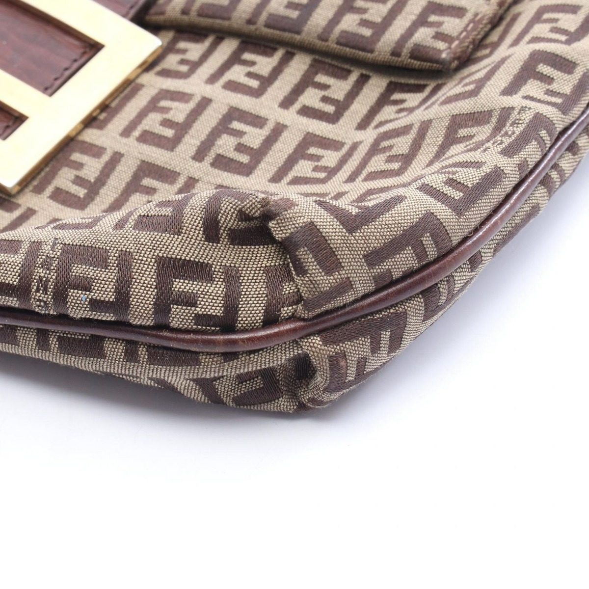 Fendi Shoulder Bag Zucchino Brown Dark Canvas Leather — view 9