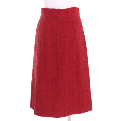 CHANEL P44003/p44008 Coco Button Cotton Tweed Jacket Skirt Setup Red 36 Made In