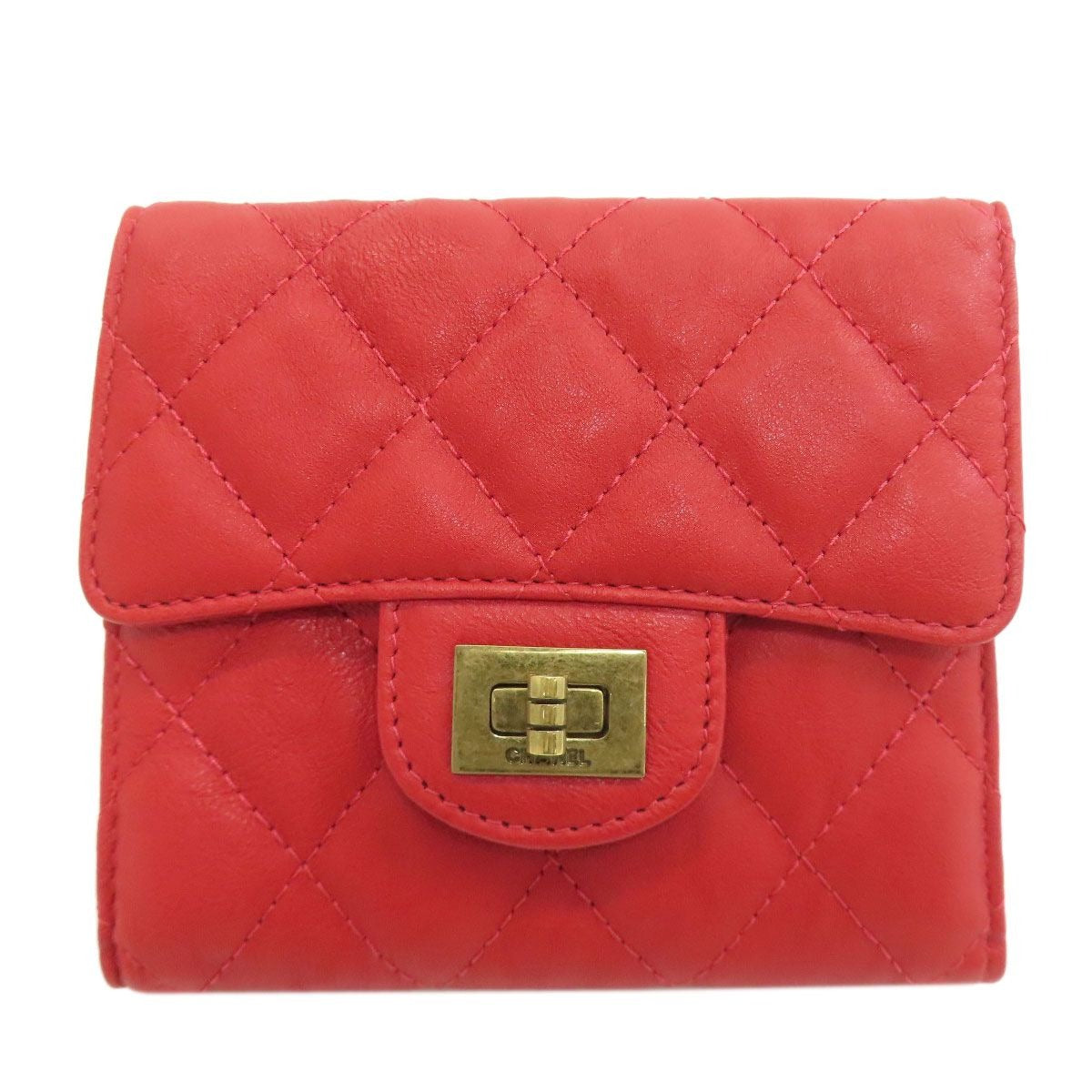 Chanel 2.55 Quilted Compact Wallet Gold Bifold