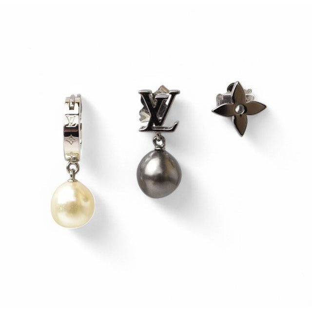 Louis Vuitton Earrings Set Of 3 Monogram Pearl Motif