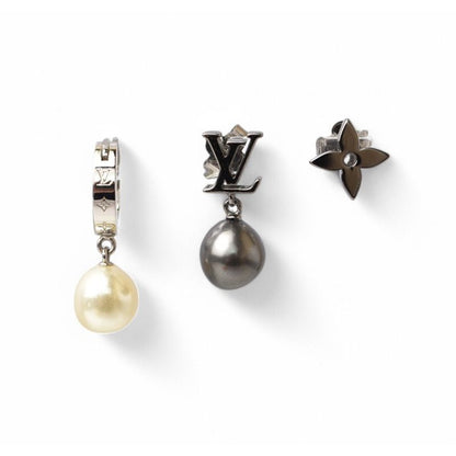 Louis Vuitton Earrings Set Of 3 Monogram Pearl Motif — view 10