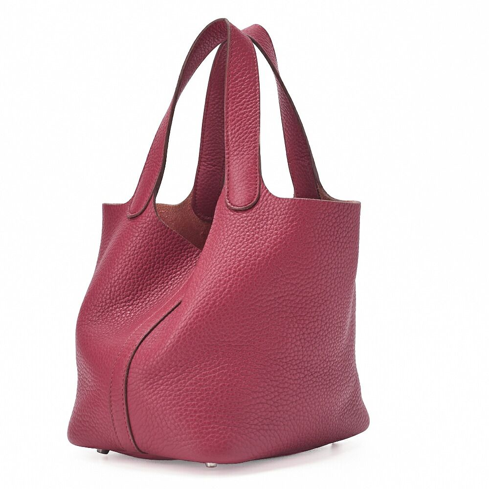 Hermes Picotin Lock PM Handbag Taurillon Clemence Rouge Casaque (silver