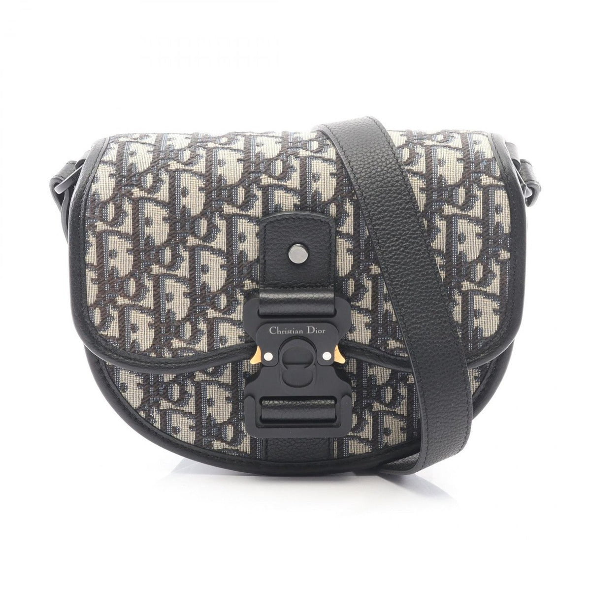 Dior Shoulder Bag Gallop Navy Canvas Leather Beige Navy. Black