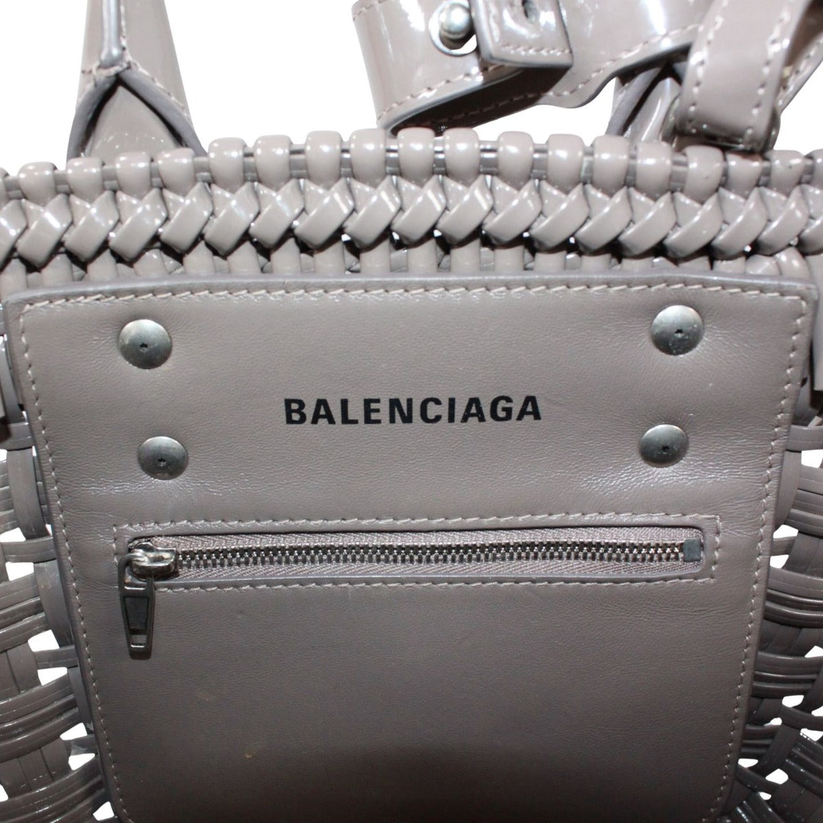 Balenciaga Bistro XS Basket Bag Enamel Gray Handbag Silver — view 9