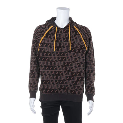 Fendi Tag Zucca FF Pattern Hoodie L Top Brown
