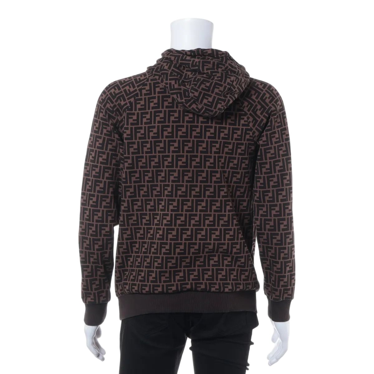 Fendi Tag Zucca FF Pattern Hoodie L Top Brown — view 2