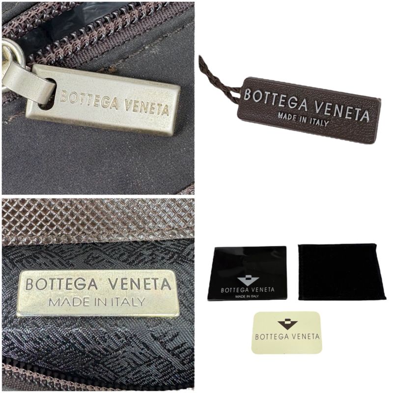 Bottega Veneta 2WAY Mini Tote Shoulder Bag Brown Nylon Canvas Silver Hardware