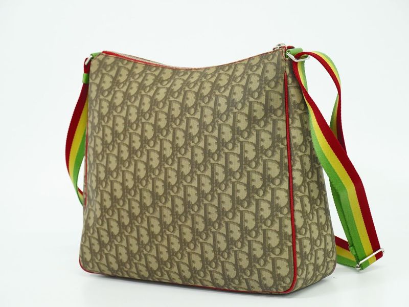 Authentic Christian DIOR Trotter Rasta Shoulder Bag Pochette PVC Brown Multicolo