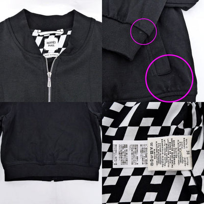 Hermes Zip Up Blouson Jacket 38 Size Black White Outerwear - Women's