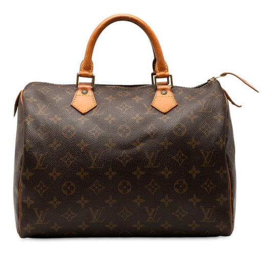 Louis Vuitton Monogram Speedy 30 M41526 Brown PVC Leather Women Louis Vuitton