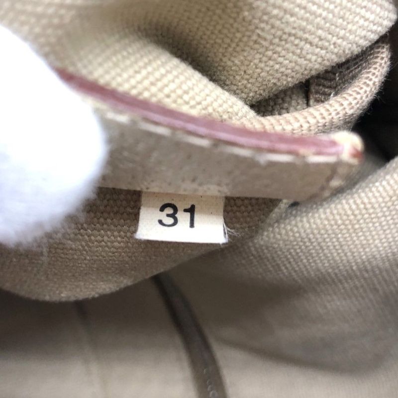 Prada Canvas Tote Bag Handbag Triangle Logo Leather Ivory Beige White Ladies