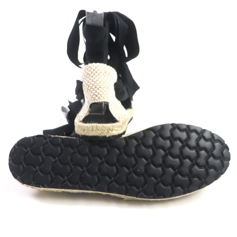 LOEWE 731911 Espadrilles Lace-up Shoes Canvas Black Beige 42 With Box/storage