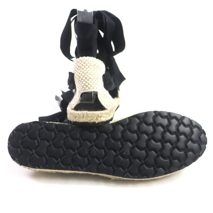 LOEWE 731911 Espadrilles Lace-up Shoes Canvas Black Beige 42 With Box/storage