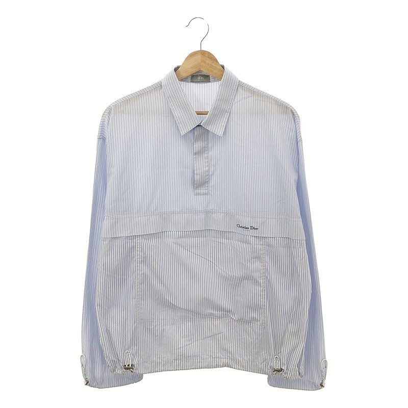 Dior 2023 SS Logo Embroidery Stripe Pullover Shirt 46 Blue