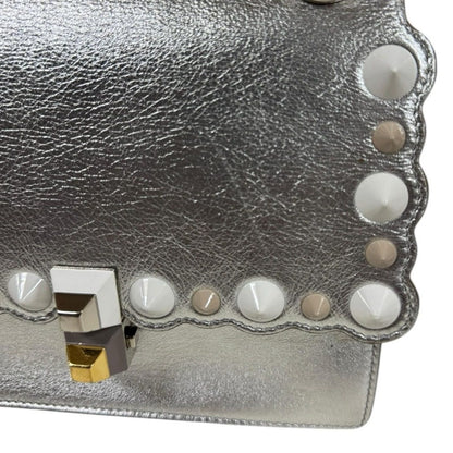 Fendi Canai Mini Shoulder Bag Leather Silver — view 9