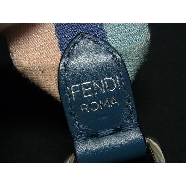 Fendi Canvas And Leather Shoulder Strap For Bag Women Blue Pink — view 5